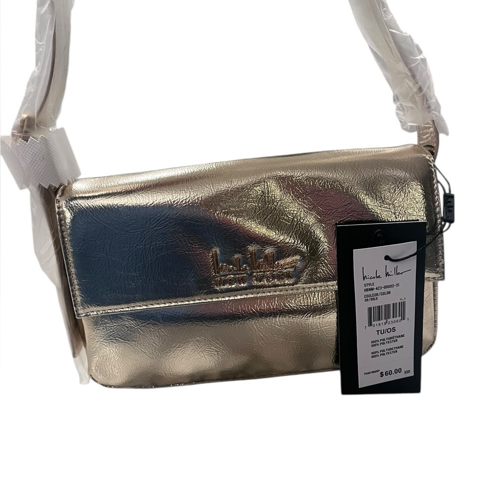 Nicole Miller Gold Shoulder Bag. NWT
